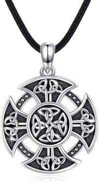 wholesale 925 Sterling Silver Celtic Knot Viking Pendant with Black Onyx Gemstone Necklace for Men & Women s-Viking Necklace