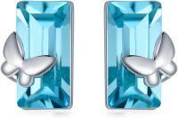 wholesale TOUPOP Butterfly Stud Earrings For Women 925 Sterling Silver Blue Crystal Butterfly Earrings Jewelry Gifts For Her Daughter Sister Mom Girlfriend Wife Birthday Christmas Gifts -undefined