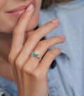 wholesale 925 Sterling Silver White Gold Plated Natural Heart Turquoise Claddagh Ring Adjustable Size 6-11-0-2