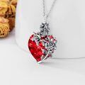 wholesale 925 Sterling Silver Red Cubic Zirconia Heart Rose Cremation Urn Pendant Necklace With Chain-0-3