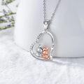 wholesale 925 Sterling Silver Heart-Shaped Hippo and Pig Pendant Necklace - Always in My Heart  for Women & Girls-0-1