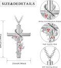 wholesale 925 Sterling Silver Cross with Red Flowers and Leaves Cremation Urn Necklace for Ashes Keepsake Pendant-0-1