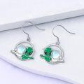wholesale 925 Sterling Silver Green Alien Moonstone Drop Earrings-0-2