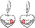 wholesale Gold 925 Sterling Silver Skeleton Hand with Red Crystal Heart Gothic Skull Dangle Earrings for Women Gift-0-3