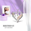 TOUPOP 925 Sterling Silver Mom Birthflower Necklace For Women-0-3