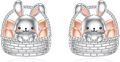 wholesale 925 Sterling Silver Easter Bunny Basket Stud Earrings - Cute Animal  for Women-0-0