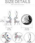 wholesale 925 Sterling Silver Christmas Dangle Earrings with Deer Design and Colorful Stones - Holiday s for Women-0-1