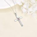 wholesale 925 Sterling Silver Birthstone Origami Cross Pendant Necklace-0-3