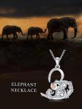 wholesale 925 Sterling Silver Elephant Family Heart Pendant Necklace - Mother's Day Gifts for Women and Moms-0-5