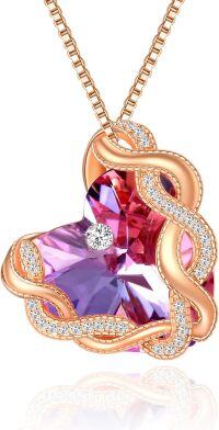 wholesale 925 Sterling Silver Infinity Heart Birthstone Crystal Necklace-06-Jun-Alexandrite Purple