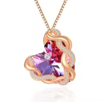 wholesale 925 Sterling Silver Infinity Heart Birthstone Crystal Necklace-06-Jun-Alexandrite Purple