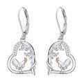 wholesale 925 Sterling Silver Rooster Heart Drop Earrings for Women Girls Gifts Jewelry Accessories-0-0