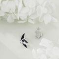 wholesale 925 Sterling Silver Butterfly Stud Earrings with Black Enamel and Cubic Zirconia Gift for Her-0-3