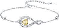 wholesale 925 Sterling Silver Birthstone Infinity Bracelet Jewelry Christmas Gift for Women-November