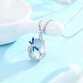 wholesale 925 Sterling Silver Blue Moonstone Dragonfly Pendant Necklace with Filigree Design-0-1