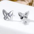 wholesale 925 Sterling Silver Butterfly Cubic Zirconia Stud Earrings for Women Girls  4 Colors Available-0-2
