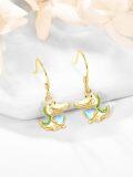 wholesale Gold 925 Sterling Silver Alligator Heart Moonstone Drop Earrings for Women-0-1