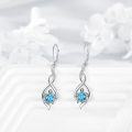 wholesale 925 Sterling Silver Turtle Drop Earrings with Blue Crystal Stone for Women Girls  4cm Long-0-4