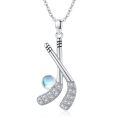 wholesale 925 Sterling Silver Moonstone Hockey Stick Pendant Necklace for Women-0-0