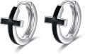 wholesale 925 Sterling Silver Cross Huggie Hoop Earrings for Men & Women - Gift Idea-0-0