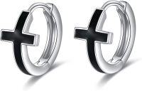 wholesale 925 Sterling Silver Cross Huggie Hoop Earrings for Men & Women - Gift Idea-3-Cross Hoops