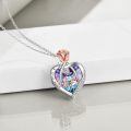 TOUPOP Sterling Silver Crystal Rose Flower Heart Necklace Gift for Wife-0-4