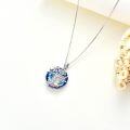 wholesale 925 Sterling Silver Tree of Life with Horse Pendant Necklace Blue Crystal Stone Jewelry for Women Girls Gift Boxed-0-2