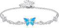wholesale 925 Sterling Silver Butterfly Shamrock Feather Blue Opal Green Chrysoprase Lapis Lazuli Mustard Seed Daisy Cross Charm Bracelet-0-0