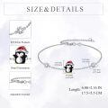 wholesale 925 Sterling Silver Cute Penguin With Santa Hat And Snowflake Charm Bracelet-0-3