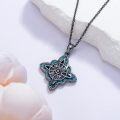 wholesale 925 Sterling Silver Blackened Pendant with Turquoise and Abalone Inlay - Witch's Knot Necklace for Women-0-1