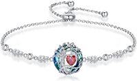 wholesale 925 Sterling Silver Austrian Crystal Tree of Life Birthstone Bracelet for Women-01-Jan-Garnet