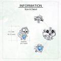 wholesale 925 Sterling Silver Animal Stud Earrings - Monkey with Blue Heart Crystal-0-4