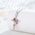 wholesale 925 Sterling Silver Red Stone Cardinal Cross Bird Pendant Necklace-0-1