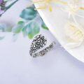 wholesale 925 Sterling Silver Flower Design Adjustable Ring with Orange Stone for Women and Girls-0-4