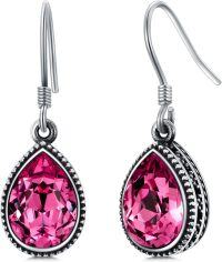 wholesale 925 Sterling Silver Multicolor Gemstone Simulated Birthstone Teardrop Dangle Earrings-October Birthstone