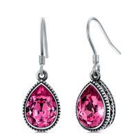 wholesale 925 Sterling Silver Teardrop Blue Topaz Drop Earrings-October Birthstone