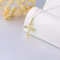 wholesale 14K Gold Heart-Shaped CZ Pendant Cross Necklace for Women - 18 Inches Chain Length-0-1
