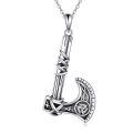 wholesale 925 Sterling Silver Viking Axe Pendant Necklace Thor Hammershead Weapon Jewelry-0-0
