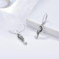wholesale 925 Sterling Silver Black Enamel Sea Horse Leverback Drop Earring Gift for Her-0-4