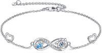 wholesale 925 Sterling Silver Infinity Love Heart & Blue Crystal Turtle Charm Bracelet for Women-Turtle