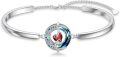 wholesale 925 Sterling Silver Blue Crystal Moon Star Bracelet Birthstone Jewelry Gift for Her-0-0