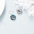 wholesale 925 Sterling Silver Blue Crystal Wolf Howling at the Moon Dangle Earrings-0-3