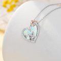 wholesale 925 Sterling Silver Mama Bear Opal Heart Necklace with 2 Cubs Jewelry for Women Wife Grandma Mothers Day Gift-0-1
