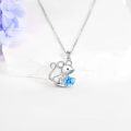 wholesale 925 Sterling Silver Blue Crystal Heart Mouse Pendant Necklace Gifts for Women Dog Lovers-0-1