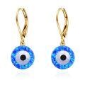 wholesale 14K Gold Blue Opal Evil Eye Leverback Earrings-0-0