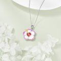 wholesale 925 Sterling Silver Pink and White Hibiscus Birth Flower Pendant Necklace-0-1