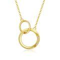 TOUPOP 14K Gold Diamond Women's Interlocking Circle Pendant Necklace-0-0