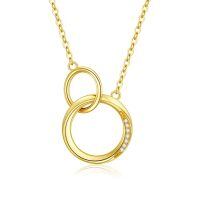 TOUPOP 14K Gold Diamond Women's Interlocking Circle Pendant Necklace-undefined