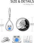 wholesale 925 Sterling Silver Blue Opal Teardrop Owl Dangle Earrings s for Women-0-1