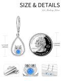wholesale 925 Sterling Silver Blue Opal Owl Dangle Earrings-0-1